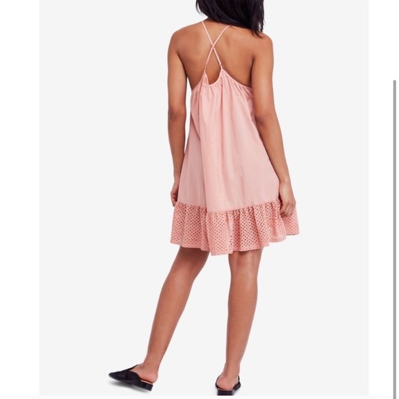 Free People 🌸 Calico Trapeze Mini Dress in Coral - Picture 2 of 4